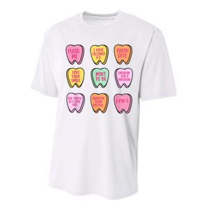 Valentines Day Dental Tooth Candy Retro Dentist Performance Sprint T-Shirt