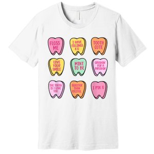 Valentines Day Dental Tooth Candy Retro Dentist Premium T-Shirt