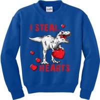 Valentines Day Dinosaur I Steal Hearts Great Gift Kids Sweatshirt