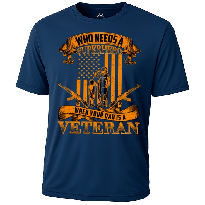 Veteran Dad Design Who Needs A Superhero Cooling Performance Crew T-Shirt
