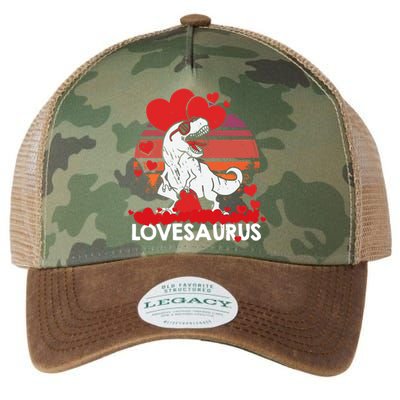 Valentines Day Dinosaur Lovesaurus Hearts Teens Funny Gift Legacy Tie Dye Trucker Hat