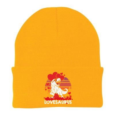 Valentines Day Dinosaur Lovesaurus Hearts Teens Funny Gift Knit Cap Winter Beanie