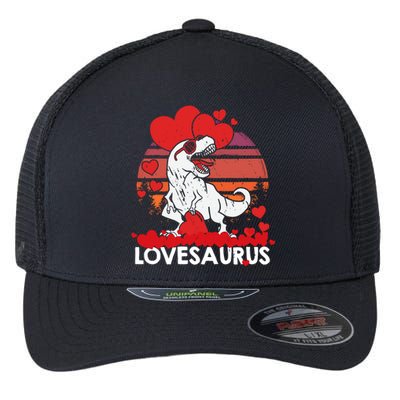 Valentines Day Dinosaur Lovesaurus Hearts Teens Funny Gift Flexfit Unipanel Trucker Cap