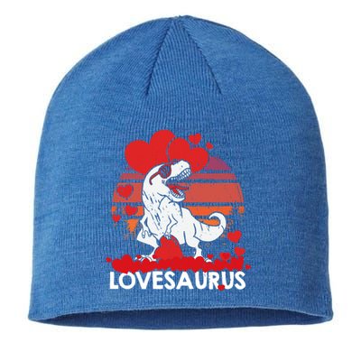 Valentines Day Dinosaur Lovesaurus Hearts Teens Funny Gift Sustainable Beanie