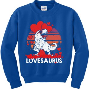 Valentines Day Dinosaur Lovesaurus Hearts Teens Funny Gift Kids Sweatshirt