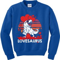 Valentines Day Dinosaur Lovesaurus Hearts Teens Funny Gift Kids Sweatshirt