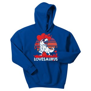 Valentines Day Dinosaur Lovesaurus Hearts Teens Funny Gift Kids Hoodie