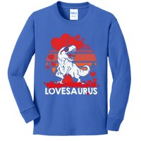 Valentines Day Dinosaur Lovesaurus Hearts Teens Funny Gift Kids Long Sleeve Shirt