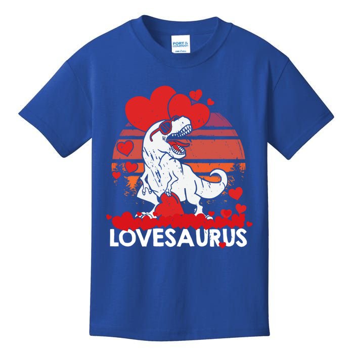 Valentines Day Dinosaur Lovesaurus Hearts Teens Funny Gift Kids T-Shirt