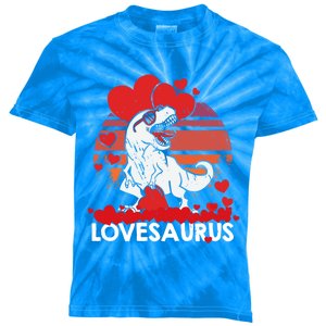 Valentines Day Dinosaur Lovesaurus Hearts Teens Funny Gift Kids Tie-Dye T-Shirt