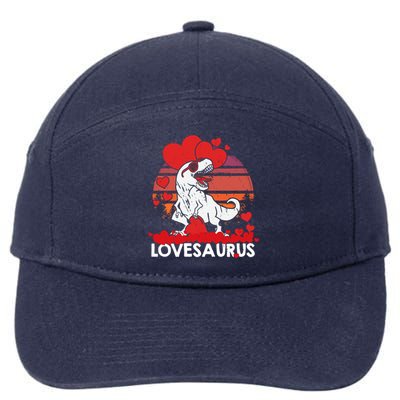 Valentines Day Dinosaur Lovesaurus Hearts Teens Funny Gift 7-Panel Snapback Hat