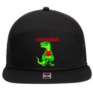 Valentines Day Dinosaur T Rex Valentine Lovesaurus Funny Gift 7 Panel Mesh Trucker Snapback Hat