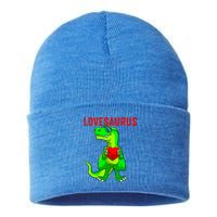 Valentines Day Dinosaur T Rex Valentine Lovesaurus Funny Gift Sustainable Knit Beanie