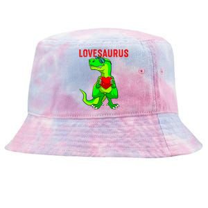 Valentines Day Dinosaur T Rex Valentine Lovesaurus Funny Gift Tie-Dyed Bucket Hat