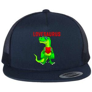 Valentines Day Dinosaur T Rex Valentine Lovesaurus Funny Gift Flat Bill Trucker Hat