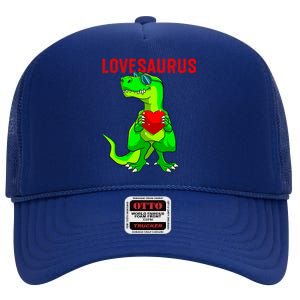 Valentines Day Dinosaur T Rex Valentine Lovesaurus Funny Gift High Crown Mesh Back Trucker Hat