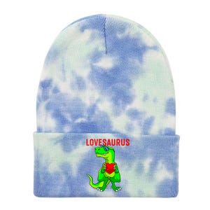 Valentines Day Dinosaur T Rex Valentine Lovesaurus Funny Gift Tie Dye 12in Knit Beanie