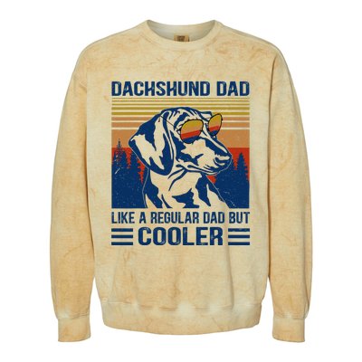 Vintage Dachshund Dad Like A Regular Dad But Cooler Funny (1) Colorblast Crewneck Sweatshirt