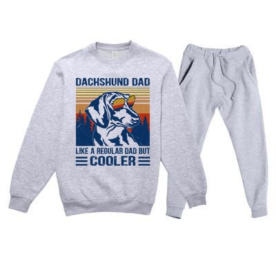 Vintage Dachshund Dad Like A Regular Dad But Cooler Funny (1) Premium Crewneck Sweatsuit Set