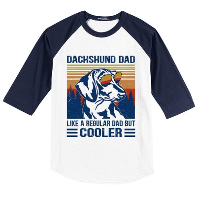 Vintage Dachshund Dad Like A Regular Dad But Cooler Funny (1) Baseball Sleeve Shirt