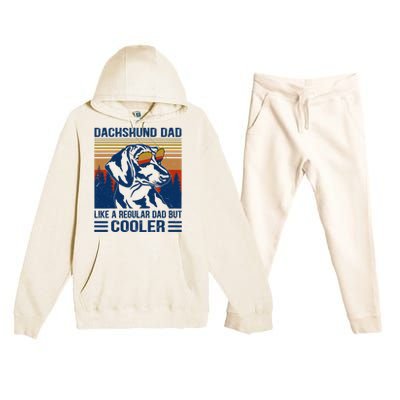 Vintage Dachshund Dad Like A Regular Dad But Cooler Funny (1) Premium Hooded Sweatsuit Set