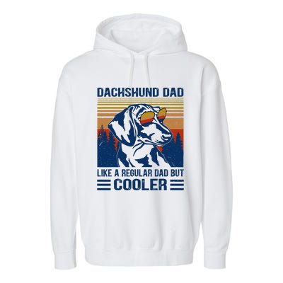 Vintage Dachshund Dad Like A Regular Dad But Cooler Funny (1) Garment-Dyed Fleece Hoodie