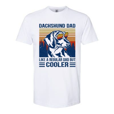 Vintage Dachshund Dad Like A Regular Dad But Cooler Funny (1) Softstyle CVC T-Shirt