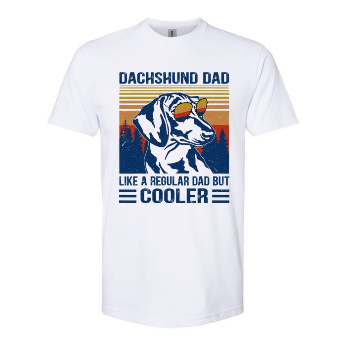 Vintage Dachshund Dad Like A Regular Dad But Cooler Funny (1) Softstyle CVC T-Shirt