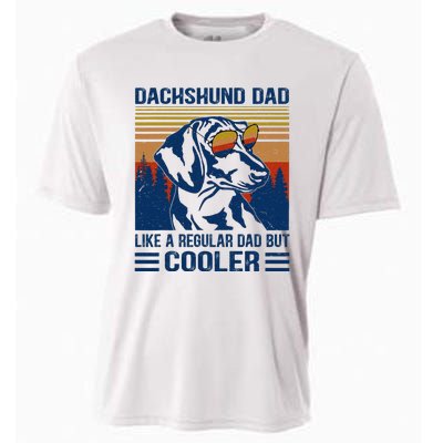 Vintage Dachshund Dad Like A Regular Dad But Cooler Funny (1) Cooling Performance Crew T-Shirt