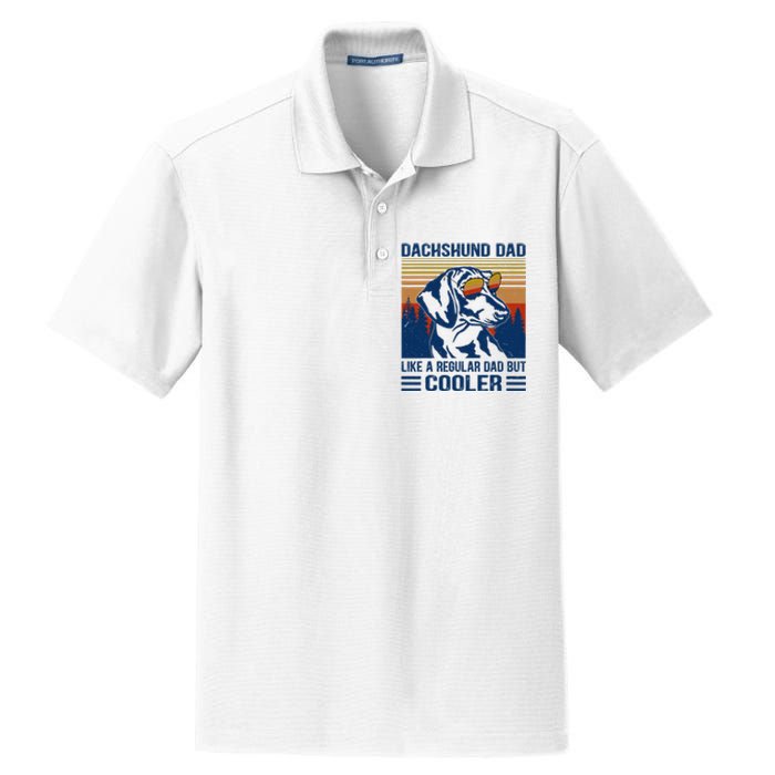 Vintage Dachshund Dad Like A Regular Dad But Cooler Funny (1) Dry Zone Grid Polo