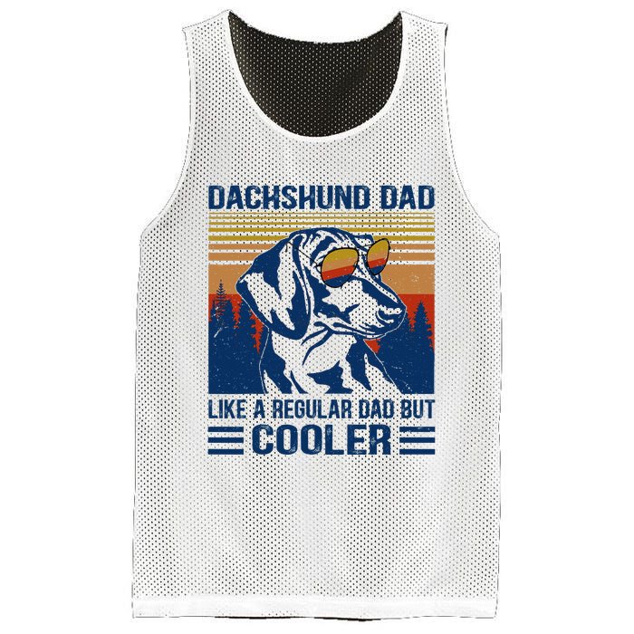 Vintage Dachshund Dad Like A Regular Dad But Cooler Funny (1) Mesh Reversible Basketball Jersey Tank