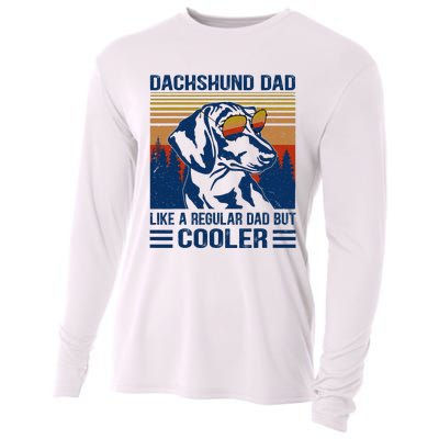 Vintage Dachshund Dad Like A Regular Dad But Cooler Funny (1) Cooling Performance Long Sleeve Crew