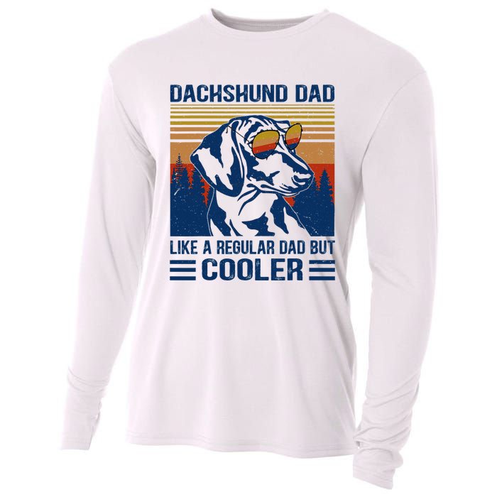 Vintage Dachshund Dad Like A Regular Dad But Cooler Funny (1) Cooling Performance Long Sleeve Crew