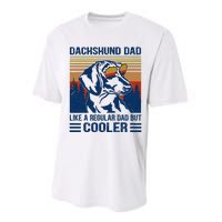 Vintage Dachshund Dad Like A Regular Dad But Cooler Funny (1) Performance Sprint T-Shirt