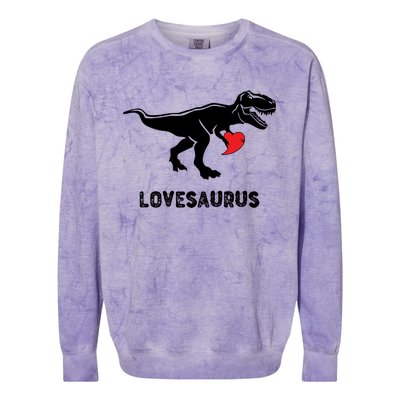 Valentines Day Dinosaur T Rex Valentine Lovesaurus Gift Colorblast Crewneck Sweatshirt