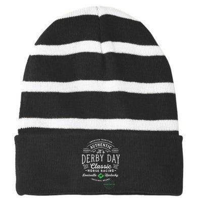 Vintage Derby Day Louisville Kentucky Horse Racing Meaningful Gift Striped Beanie with Solid Band