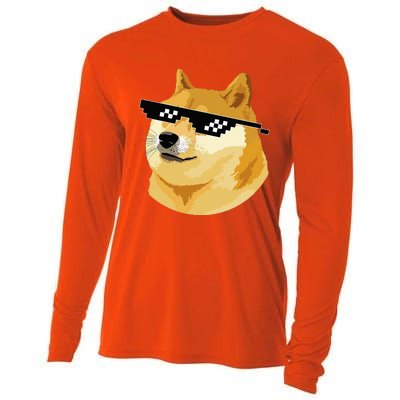 Vintage Doge Dogecoin Shiba Inu Coin Token Cooling Performance Long Sleeve Crew