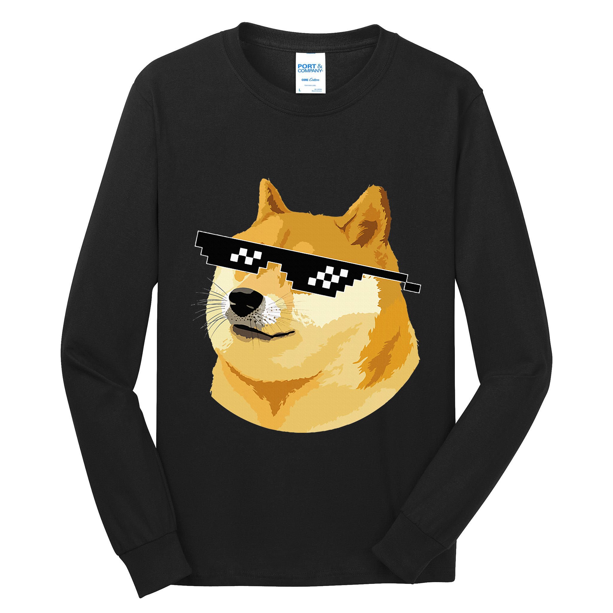 Vintage Doge Dogecoin Shiba Inu Coin Token Tall Long Sleeve T-Shirt