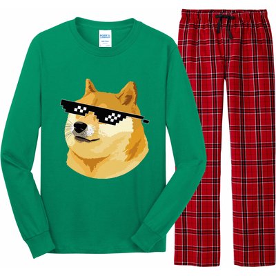 Vintage Doge Dogecoin Shiba Inu Coin Token Long Sleeve Pajama Set