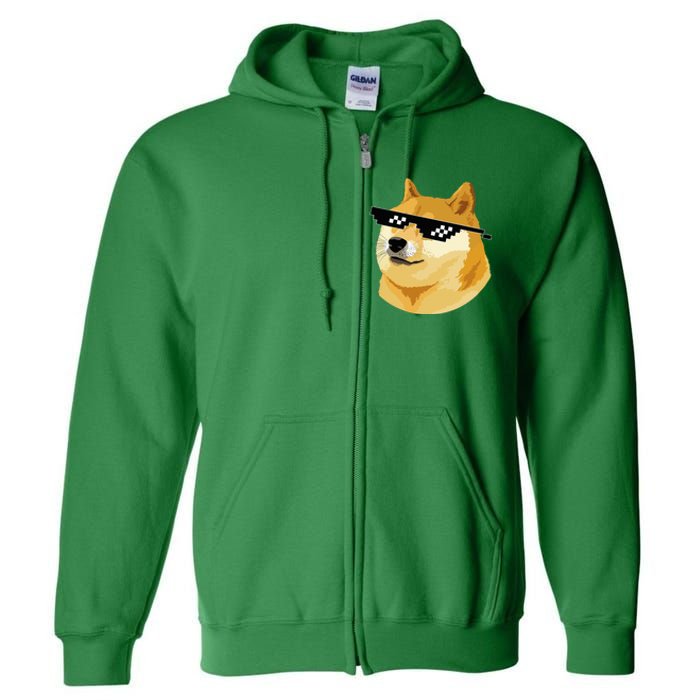 Vintage Doge Dogecoin Shiba Inu Coin Token Full Zip Hoodie