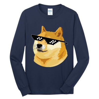 Vintage Doge Dogecoin Shiba Inu Coin Token Tall Long Sleeve T-Shirt