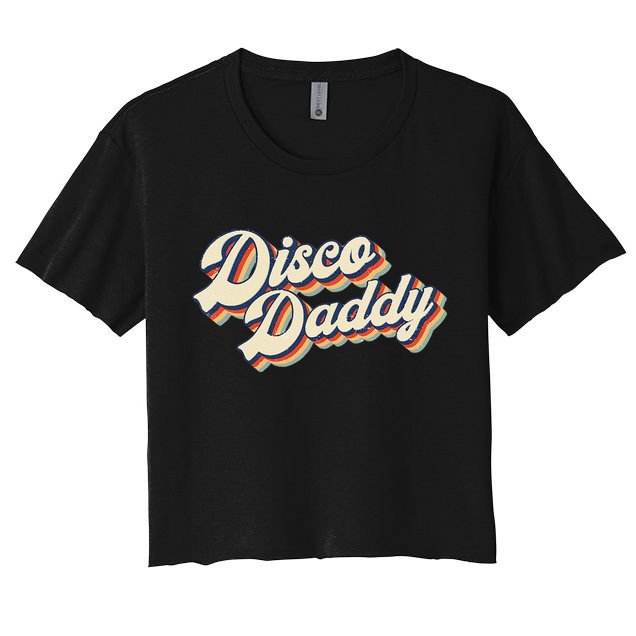 Vintage Disco Daddy Retro Matching 60s 70s Gift Dad Crop Top