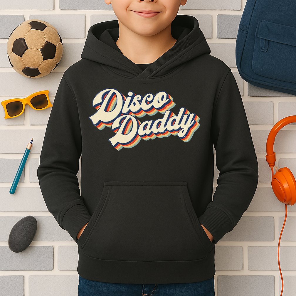 Vintage Disco Daddy Retro Matching 60s 70s Gift Dad Kids Hoodie
