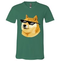 Vintage Doge Dogecoin Shiba Inu Coin Token V-Neck T-Shirt