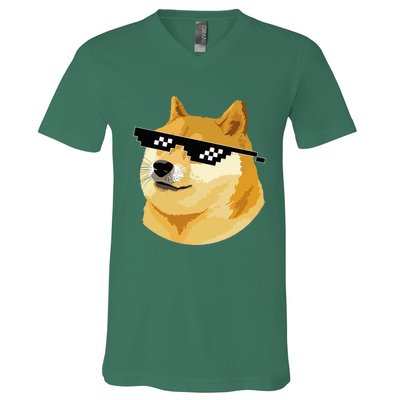 Vintage Doge Dogecoin Shiba Inu Coin Token V-Neck T-Shirt