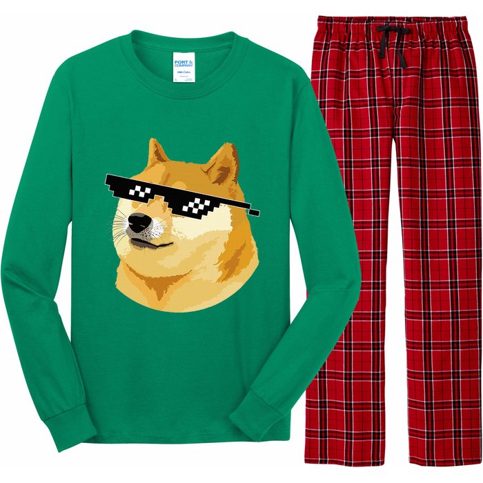 Vintage Doge Dogecoin Shiba Inu Coin Token Long Sleeve Pajama Set