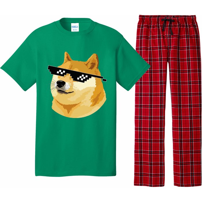 Vintage Doge Dogecoin Shiba Inu Coin Token Pajama Set