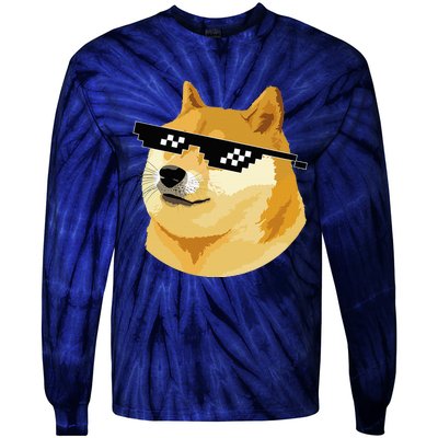 Vintage Doge Dogecoin Shiba Inu Coin Token Tie-Dye Long Sleeve Shirt