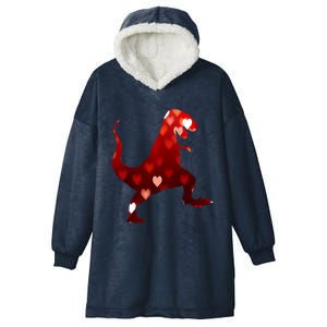 Valentines Day Dinosaur T Rex Hearts Gift Hooded Wearable Blanket