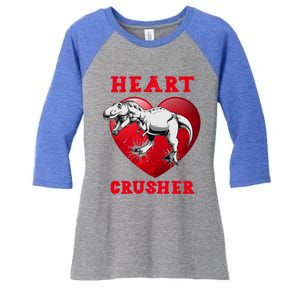 Valentines Day Dinosaur T Rex Crusher Heart Funny Gift Women's Tri-Blend 3/4-Sleeve Raglan Shirt